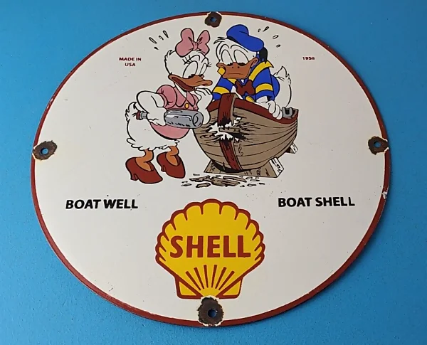 Vintage Boat Shell Gasoline Sign Walt Disney Old Wooden Boat Gas Oil Pump Sign 306105175775 600x485 1