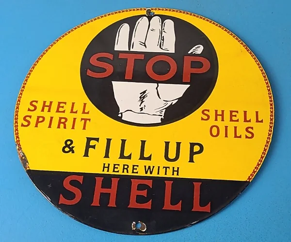 Vintage Shell Gasoline Sign Fill Up Automobile Car Gas Pump Service Sign 306105175762 600x501 1