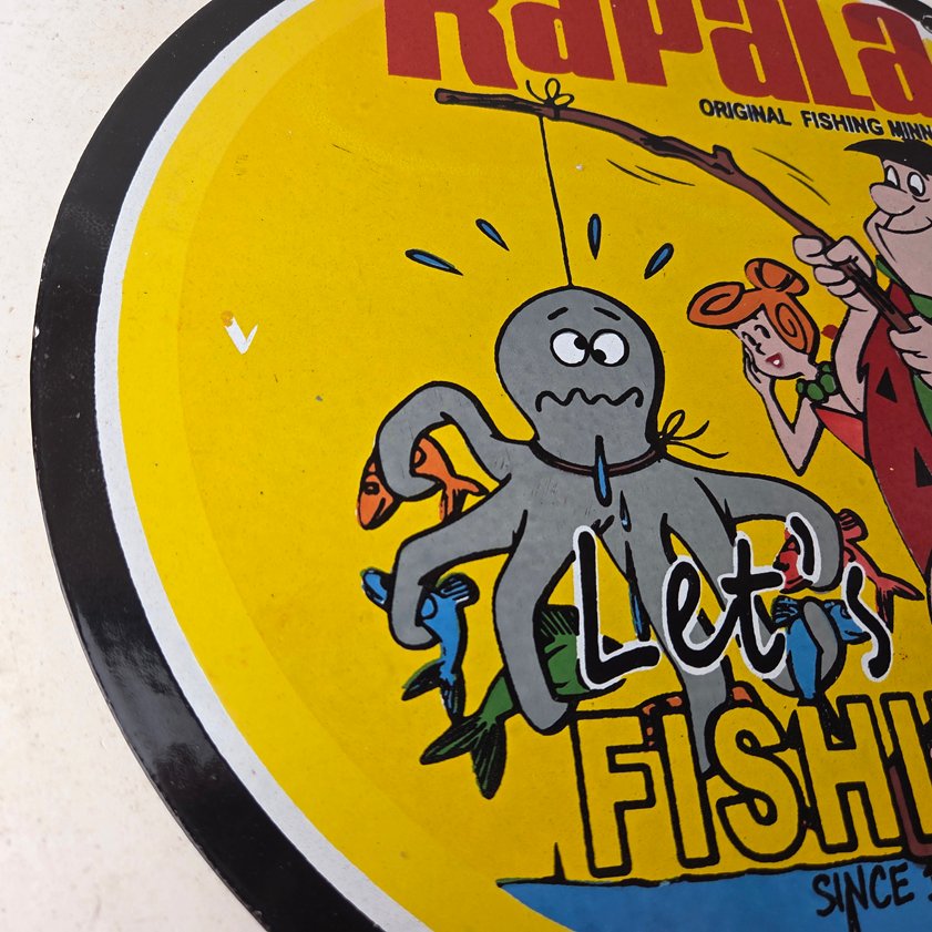 Vintage Rapala Fishing Lures Sign - Flintstones Porcelain Gas Pump Plate Sign - Image 5