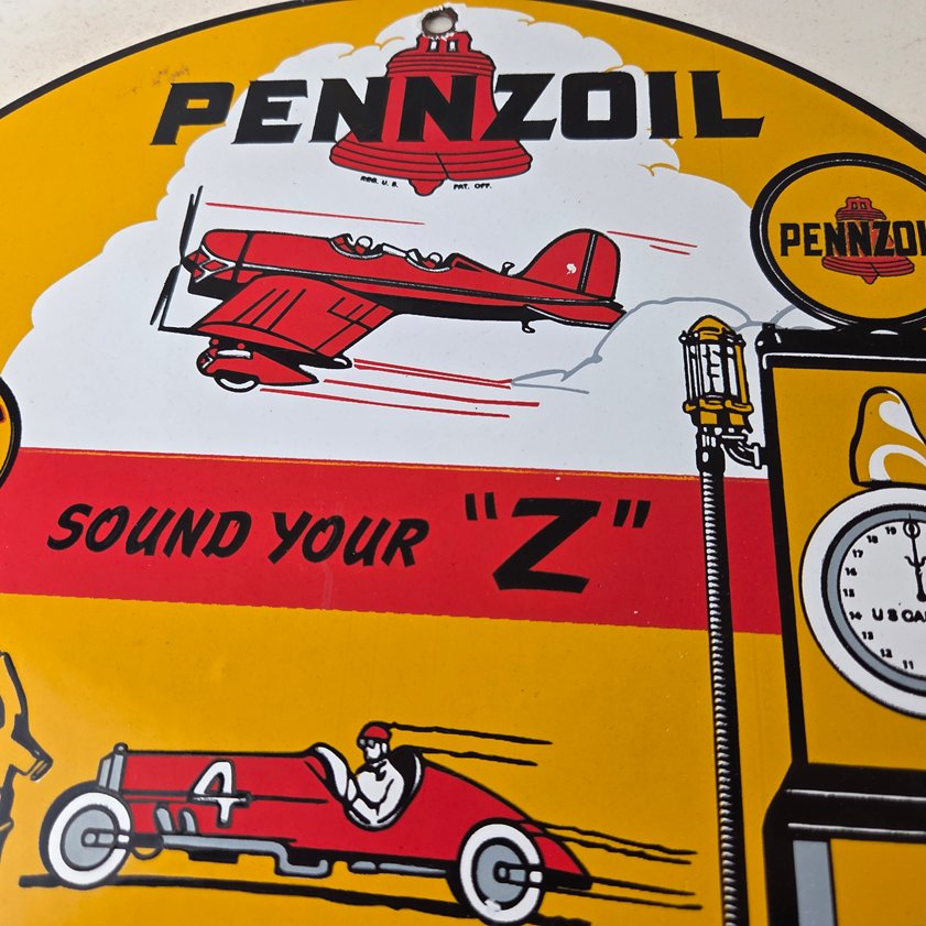 Vintage Pennzoil Sign - Sound Your Z Gas Service Station Pump Porcelain Sign - Image 2