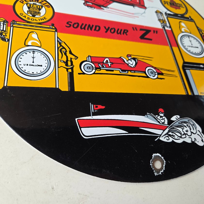 Vintage Pennzoil Sign - Sound Your Z Gas Service Station Pump Porcelain Sign - Image 10
