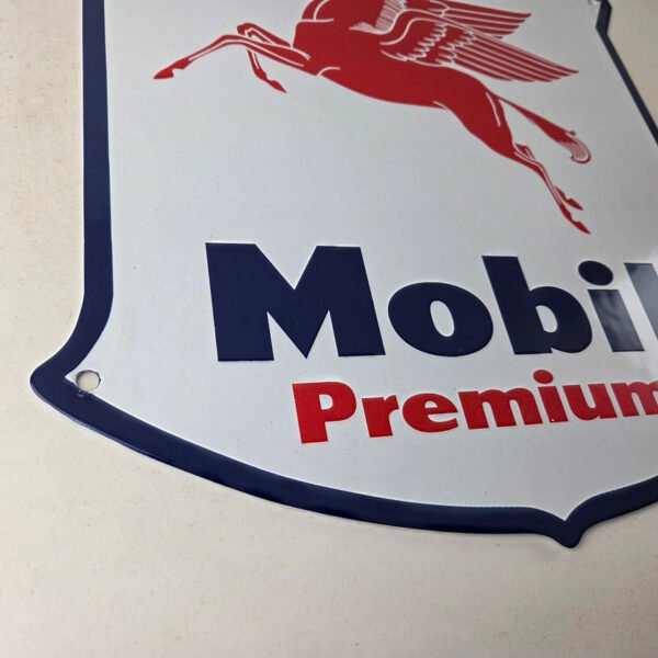 Vintage Mobil Sign – Premium Gasoline Pegasus Gas Pump Porcelain Sign ...