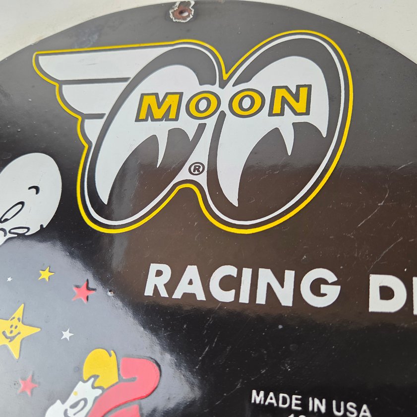 Vintage Moon Eyes Sign - Speed Equipment Casper Auto Porcelain Gas Pump Sign - Image 2