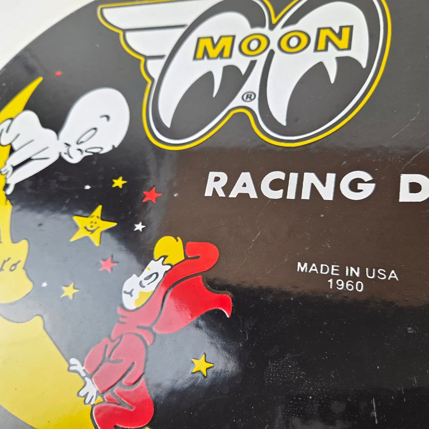Vintage Moon Eyes Sign - Speed Equipment Casper Auto Porcelain Gas Pump Sign - Image 3