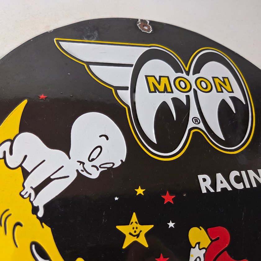 Vintage Moon Eyes Sign - Speed Equipment Casper Auto Porcelain Gas Pump Sign - Image 4