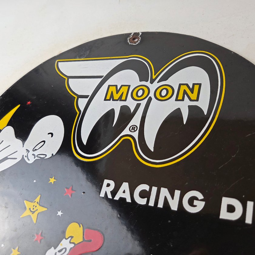 Vintage Moon Eyes Sign - Speed Equipment Casper Auto Porcelain Gas Pump Sign - Image 11