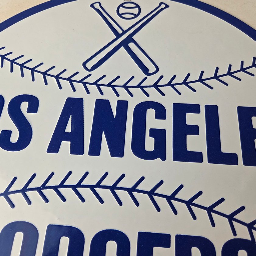 Vintage LA Dodgers Sign - MLB Baseball Stadium Porcelain Gas Pump Sign - Image 2