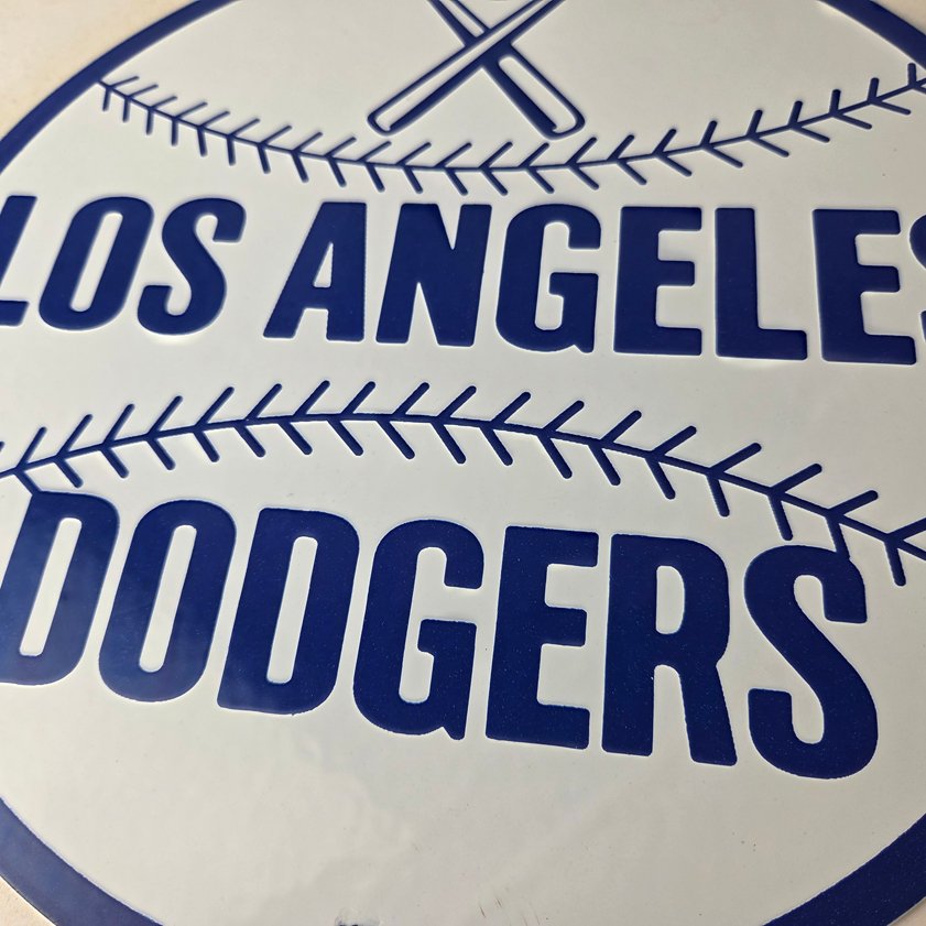 Vintage LA Dodgers Sign - MLB Baseball Stadium Porcelain Gas Pump Sign - Image 3