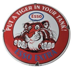 Vintage porcelain gas pump plate signs