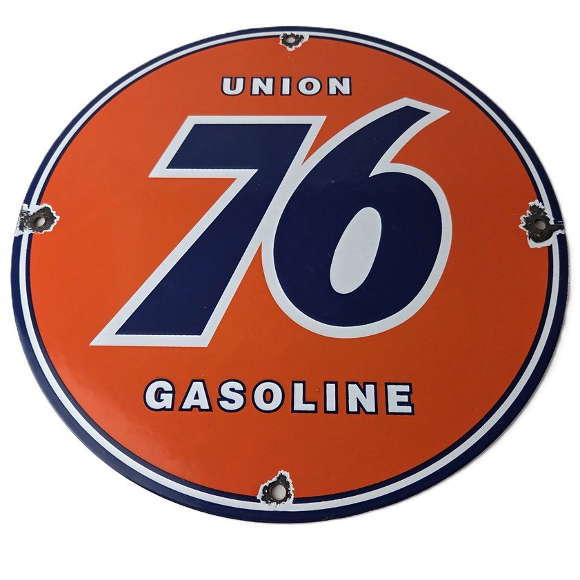 Vintage porcelain gas pump plate signs
