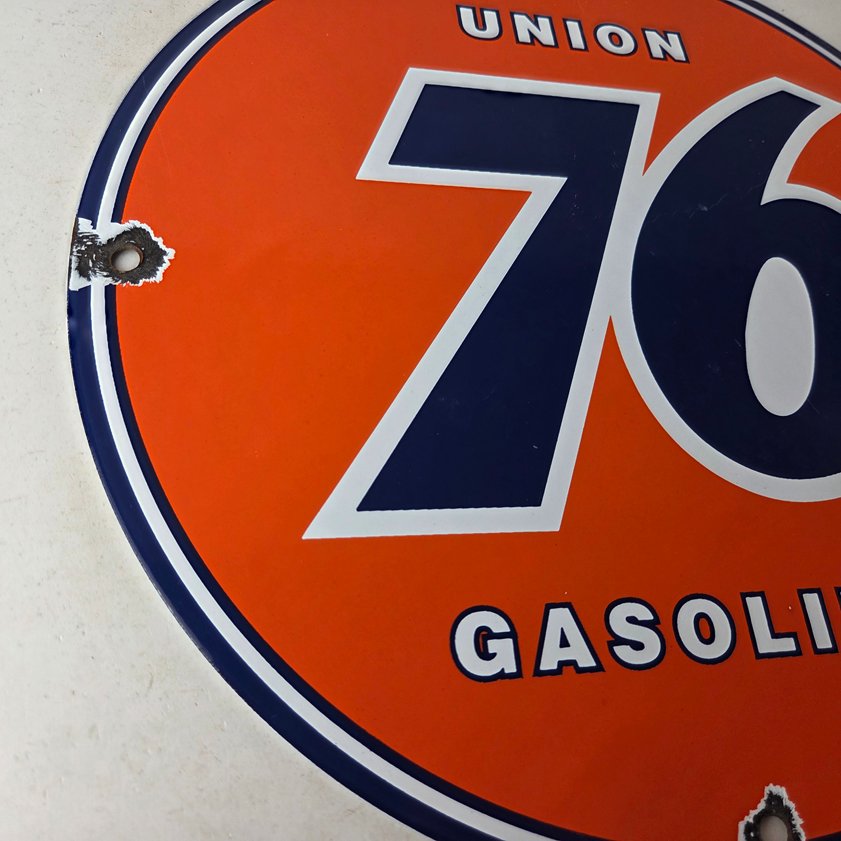 Vintage Union 76 Gasoline Sign - Porcelain Gas Motor Oil Service Pump Sign - Image 5