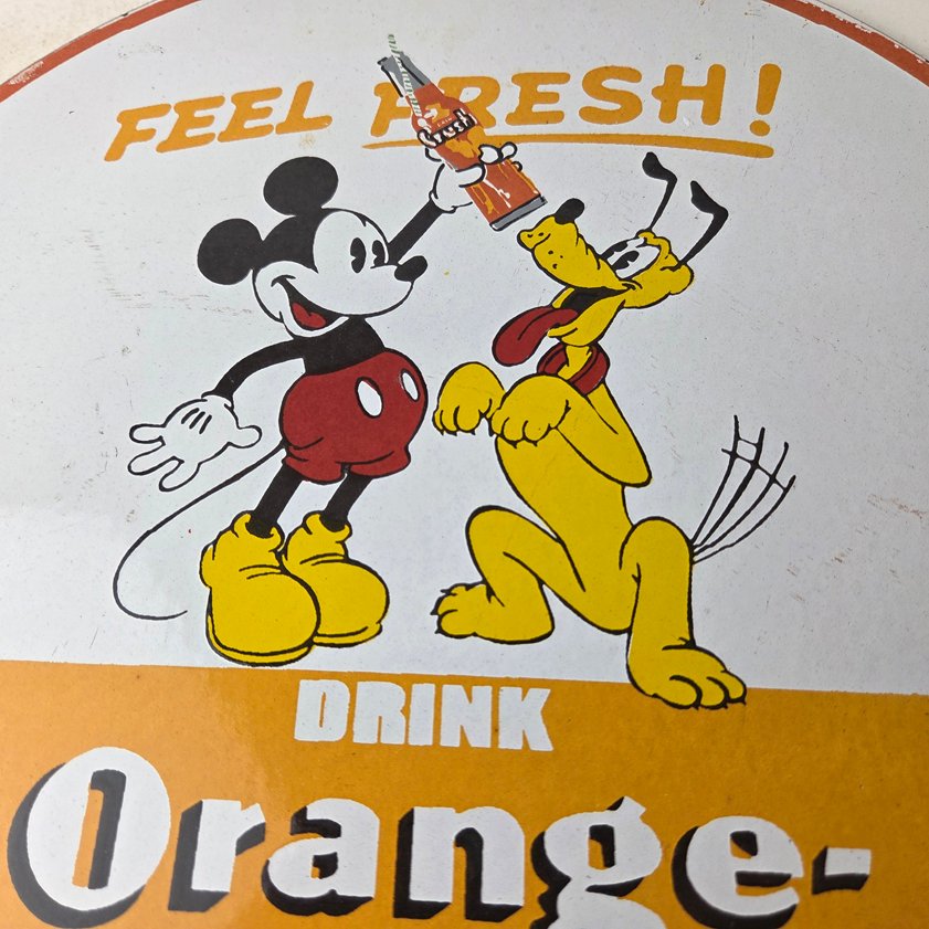 Vintage Porcelain Sign - Orange Crush Beverage Mickey Mouse Gas Station Sign - Image 2
