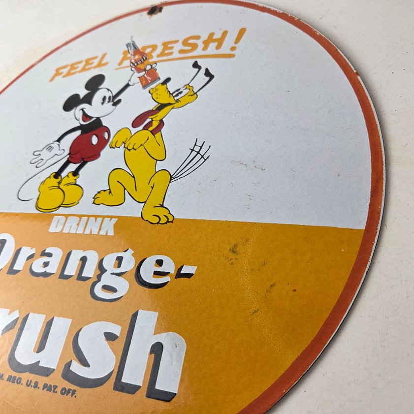 Vintage Porcelain Sign - Orange Crush Beverage Mickey Mouse Gas Station Sign - Image 12