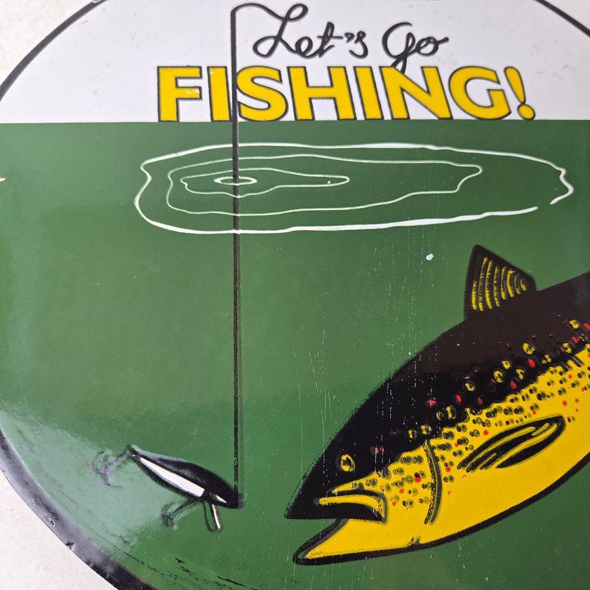 Vintage Rapala Original Minnow Porcelain Sign - Go Fishing Lure Sign - Image 3
