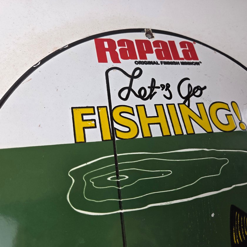Vintage Rapala Original Minnow Porcelain Sign - Go Fishing Lure Sign - Image 4