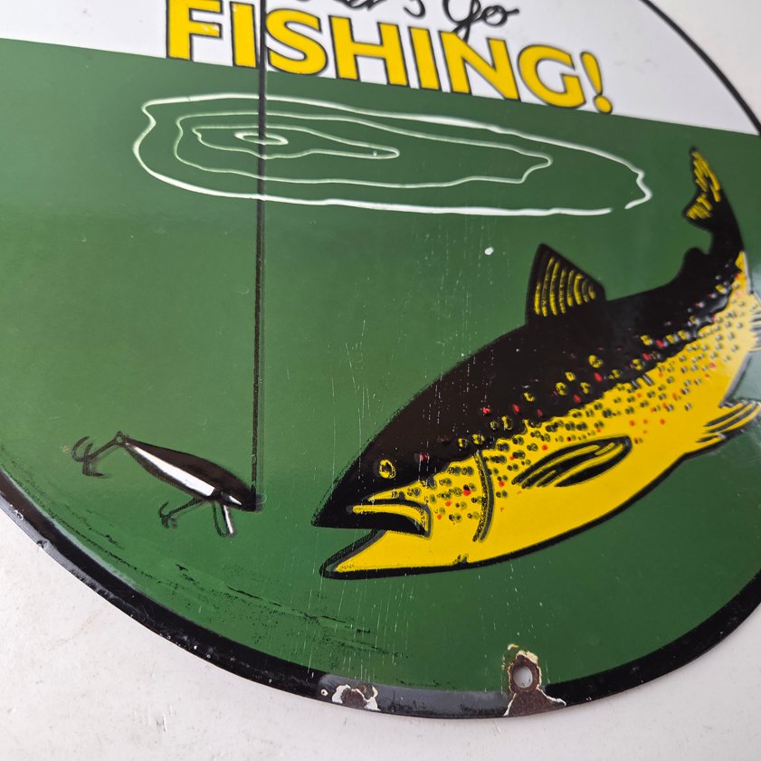 Vintage Rapala Original Minnow Porcelain Sign - Go Fishing Lure Sign - Image 10