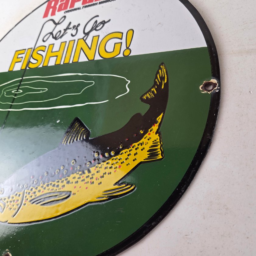 Vintage Rapala Original Minnow Porcelain Sign - Go Fishing Lure Sign - Image 12