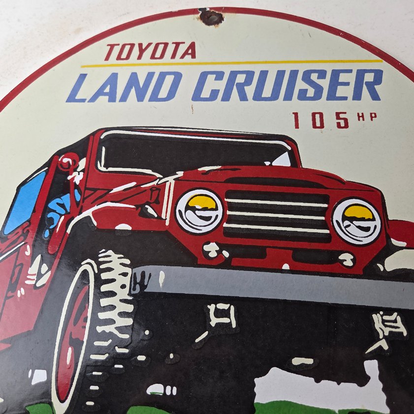 Vintage Toyota Sign - Automobile Land Cruiser Motors Gas Pump Porcelain Sign - Image 2