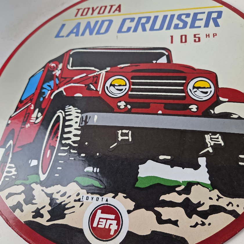 Vintage Toyota Sign - Automobile Land Cruiser Motors Gas Pump Porcelain Sign - Image 3