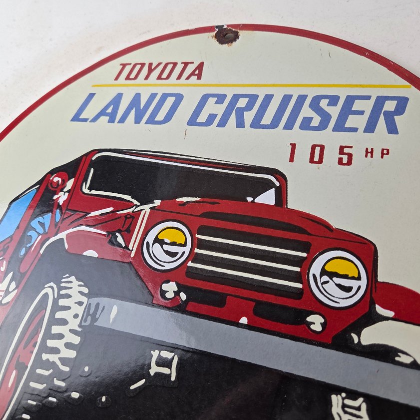 Vintage Toyota Sign - Automobile Land Cruiser Motors Gas Pump Porcelain Sign - Image 11