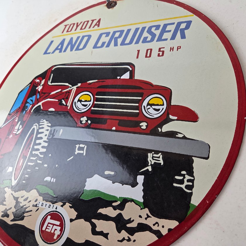 Vintage Toyota Sign - Automobile Land Cruiser Motors Gas Pump Porcelain Sign - Image 12