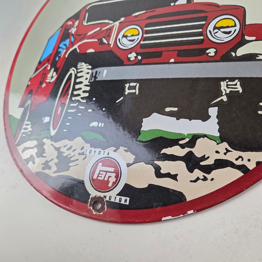 Vintage Toyota Sign - Automobile Land Cruiser Motors Gas Pump Porcelain Sign - Image 13