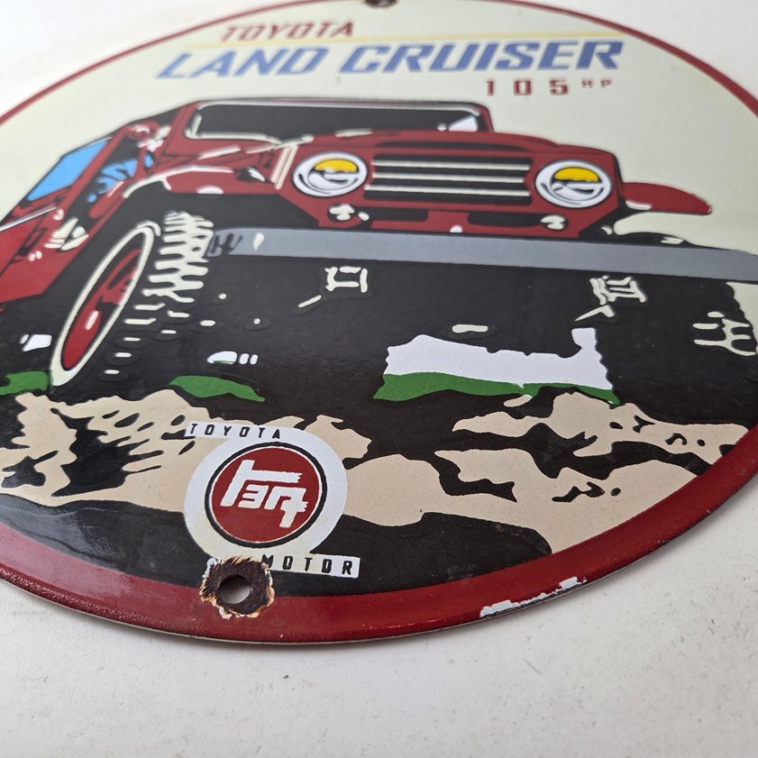 Vintage Toyota Sign - Automobile Land Cruiser Motors Gas Pump Porcelain Sign - Image 9