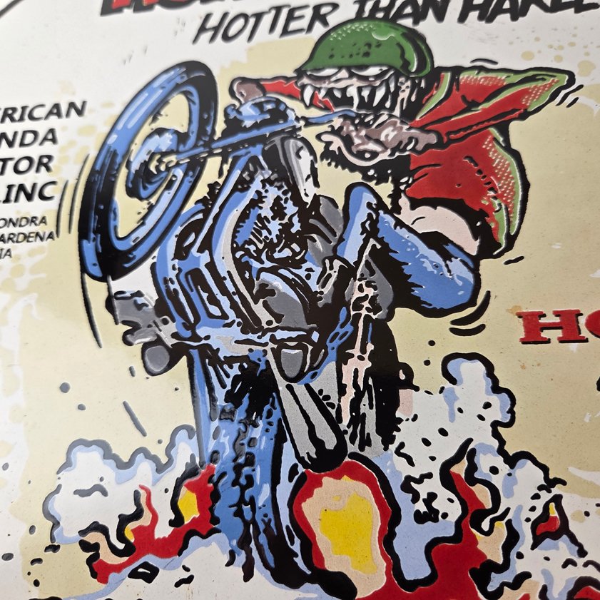 Vintage Honda Hot Rod Sign - Motorcycle Biker Rat Fink Gas Pump Porcelain Sign - Image 3