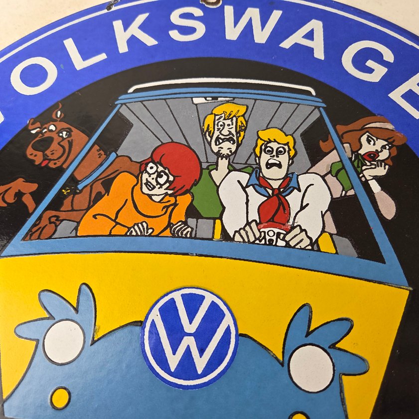Vintage Volkswagen Sign - Porcelain VW Bus Service Scooby Doo Gas Sign - Image 2