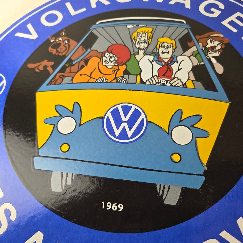 Vintage Volkswagen Sign - Porcelain VW Bus Service Scooby Doo Gas Sign - Image 3