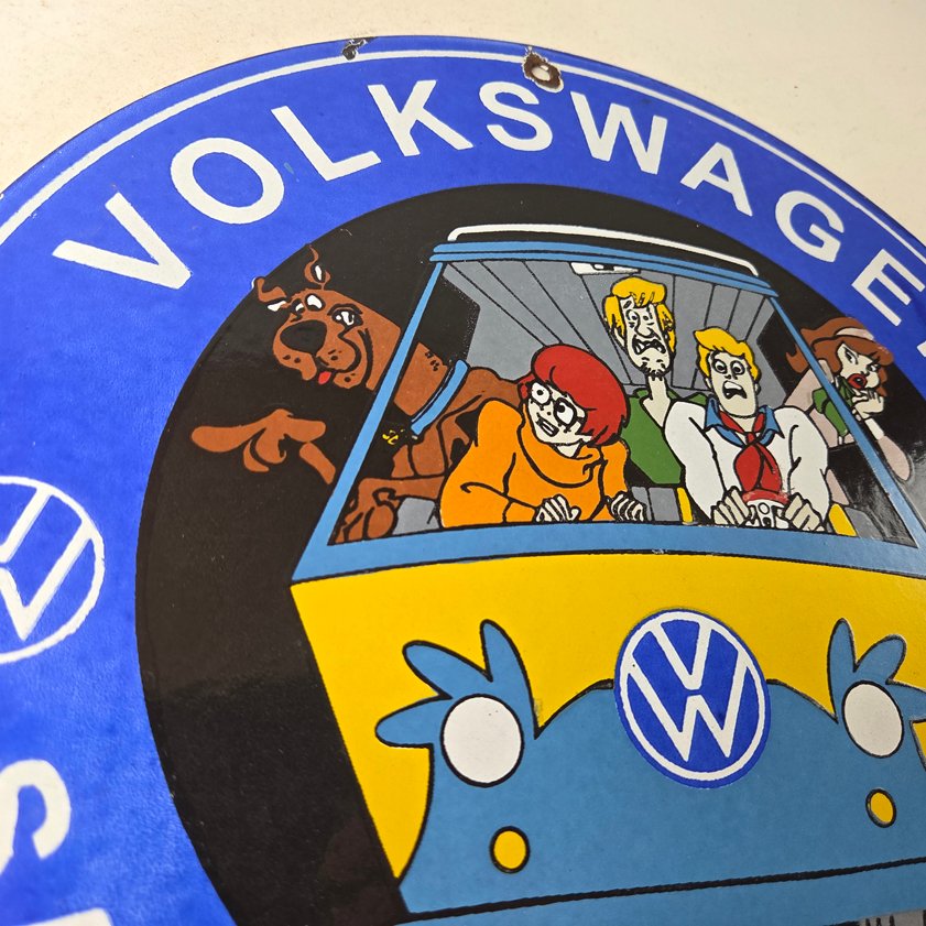 Vintage Volkswagen Sign - Porcelain VW Bus Service Scooby Doo Gas Sign - Image 4