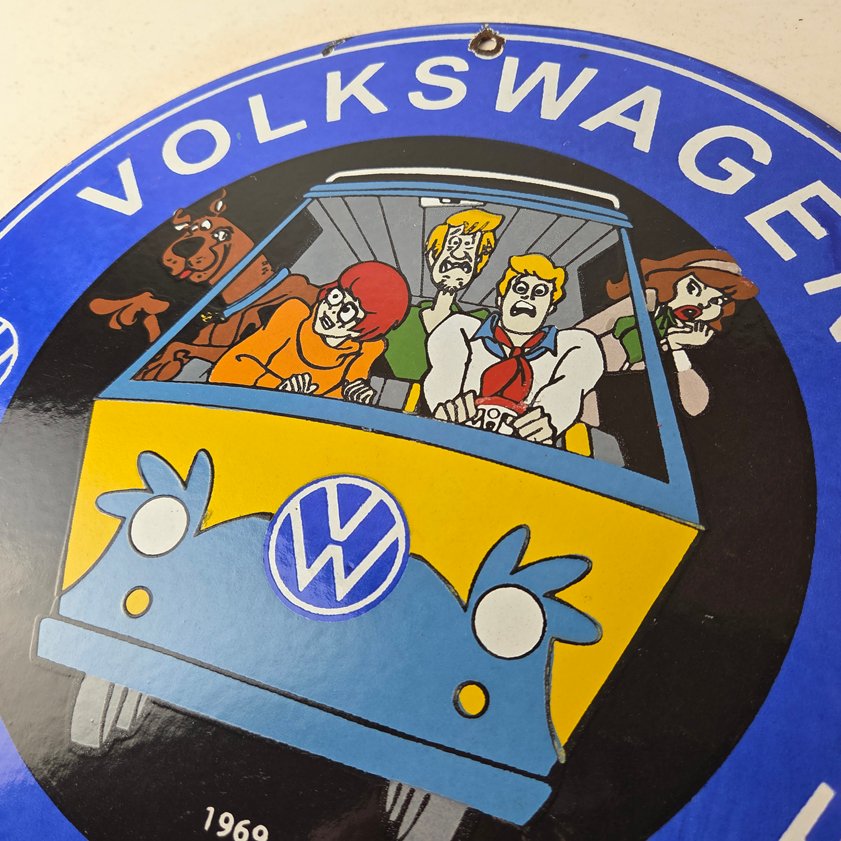 Vintage Volkswagen Sign - Porcelain VW Bus Service Scooby Doo Gas Sign - Image 11
