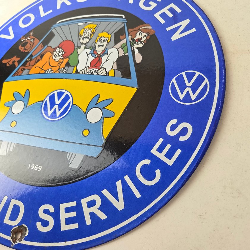 Vintage Volkswagen Sign - Porcelain VW Bus Service Scooby Doo Gas Sign - Image 12