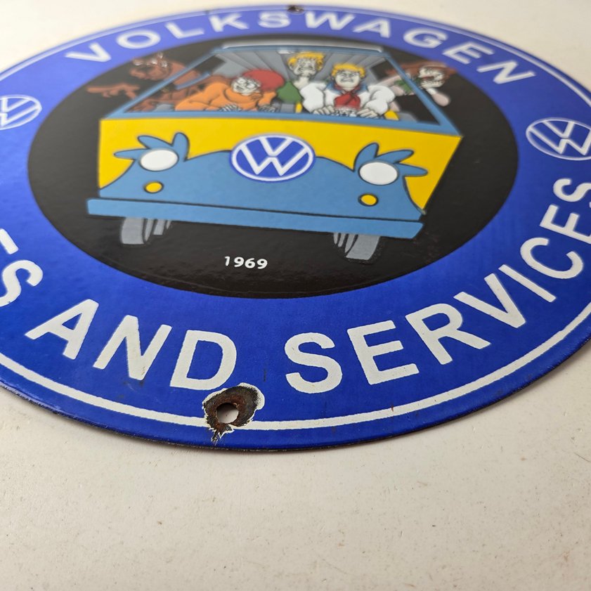 Vintage Volkswagen Sign - Porcelain VW Bus Service Scooby Doo Gas Sign - Image 8