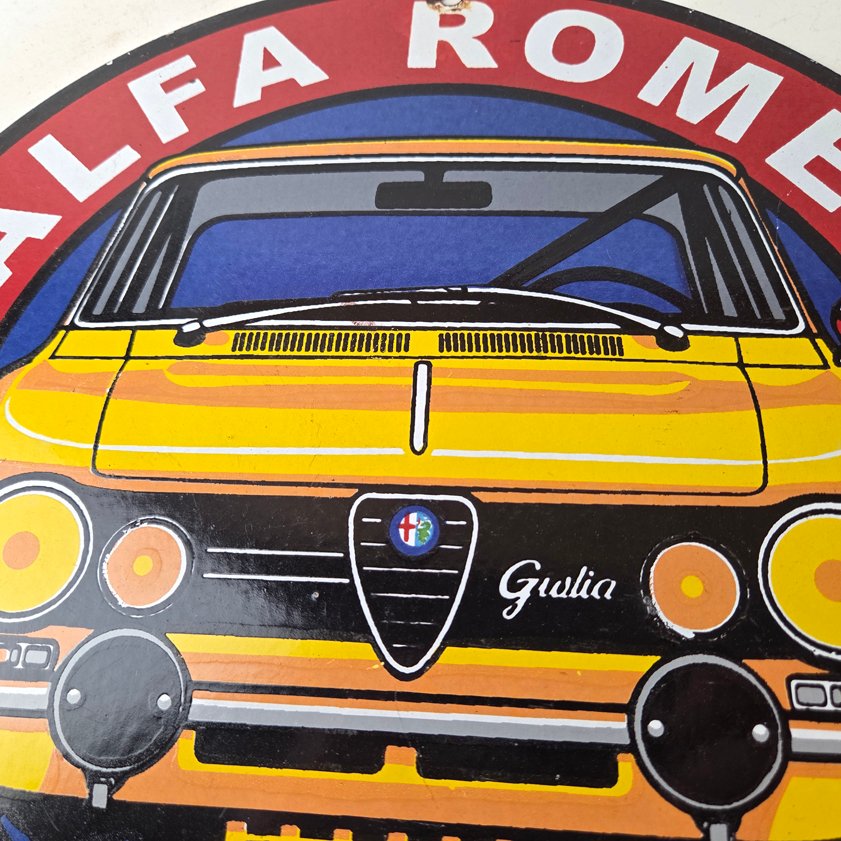 Vintage Alfa Romeo Milano Sign - Porcelain Dealership Gas Pump Italian Sign - Image 2