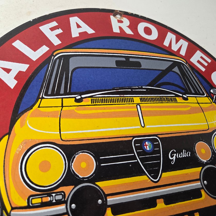 Vintage Alfa Romeo Milano Sign - Porcelain Dealership Gas Pump Italian Sign - Image 4