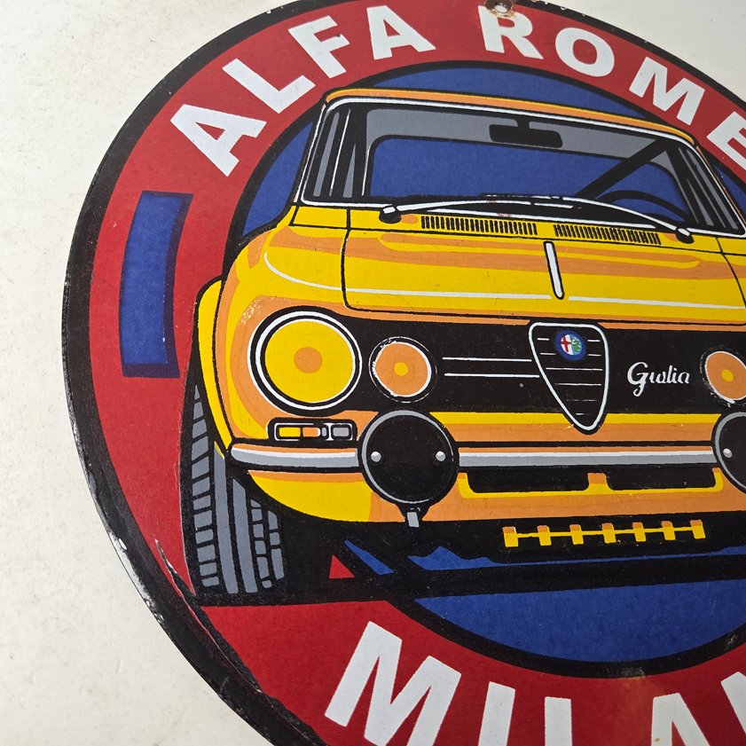 Vintage Alfa Romeo Milano Sign - Porcelain Dealership Gas Pump Italian Sign - Image 5
