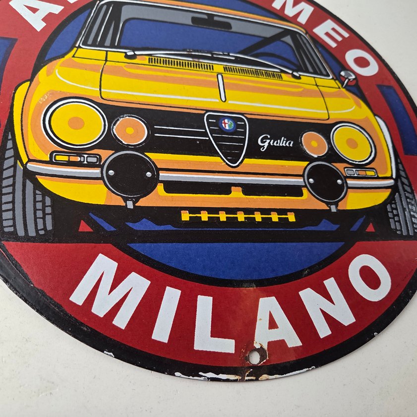 Vintage Alfa Romeo Milano Sign - Porcelain Dealership Gas Pump Italian Sign - Image 10