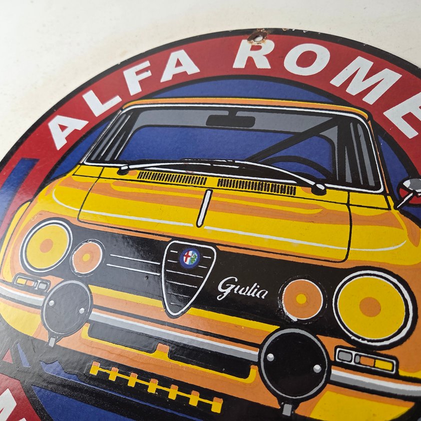 Vintage Alfa Romeo Milano Sign - Porcelain Dealership Gas Pump Italian Sign - Image 11