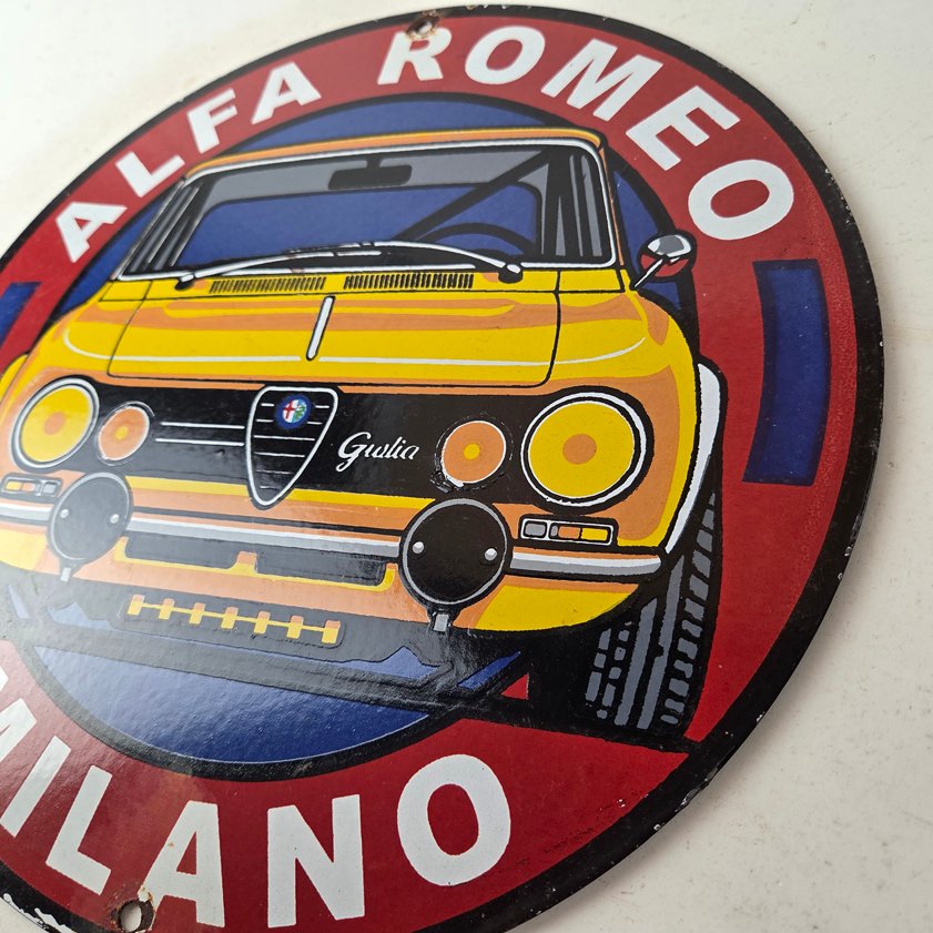 Vintage Alfa Romeo Milano Sign - Porcelain Dealership Gas Pump Italian Sign - Image 12
