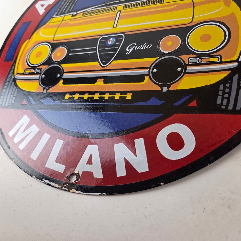 Vintage Alfa Romeo Milano Sign - Porcelain Dealership Gas Pump Italian Sign - Image 13