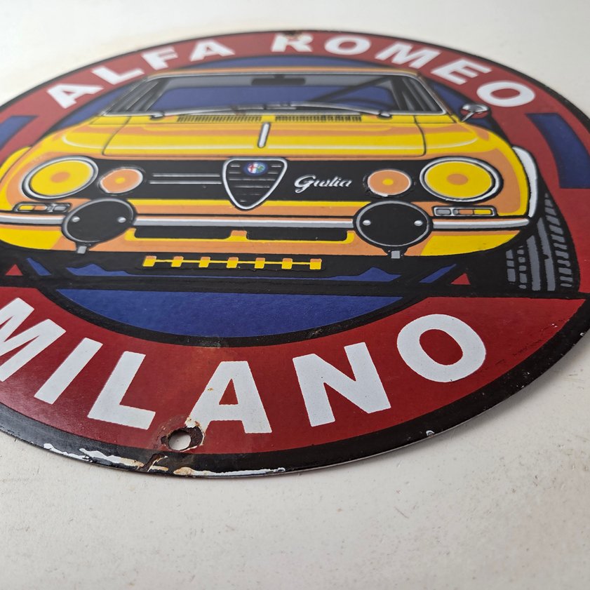 Vintage Alfa Romeo Milano Sign - Porcelain Dealership Gas Pump Italian Sign - Image 9