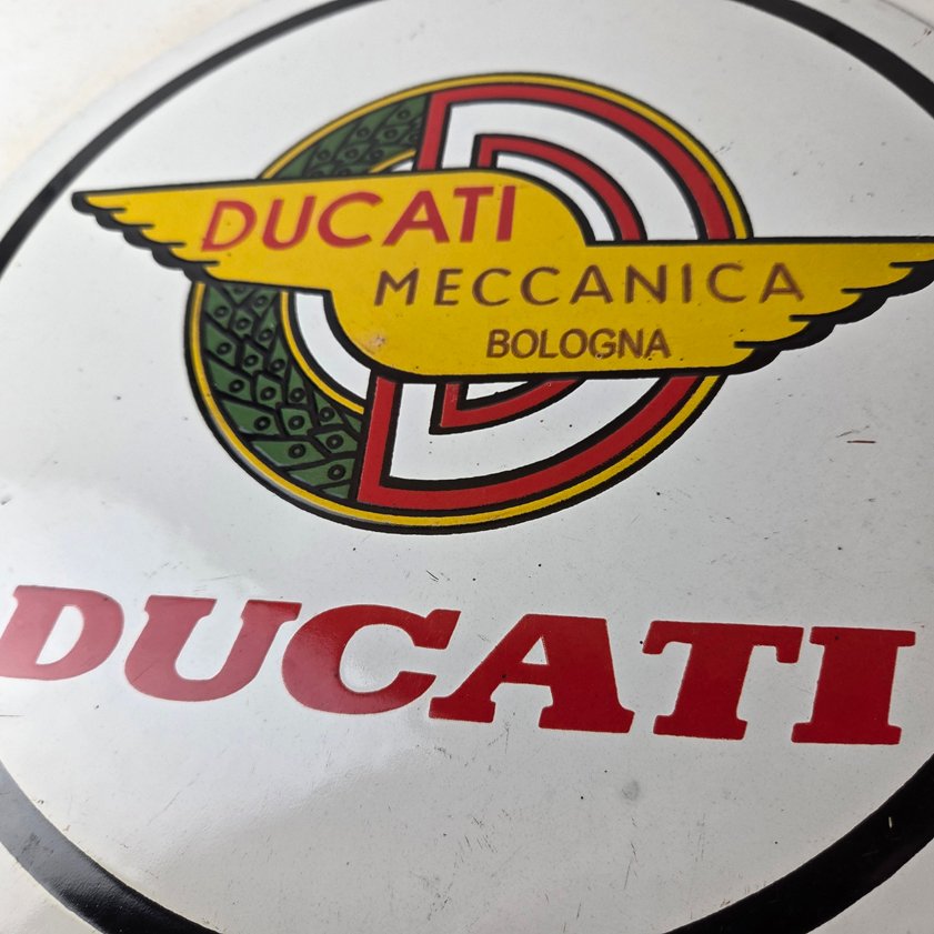Vintage Ducati Sign - Motorcycle Dealership Service Auto Gas Pump Porcelain Sign - Image 3