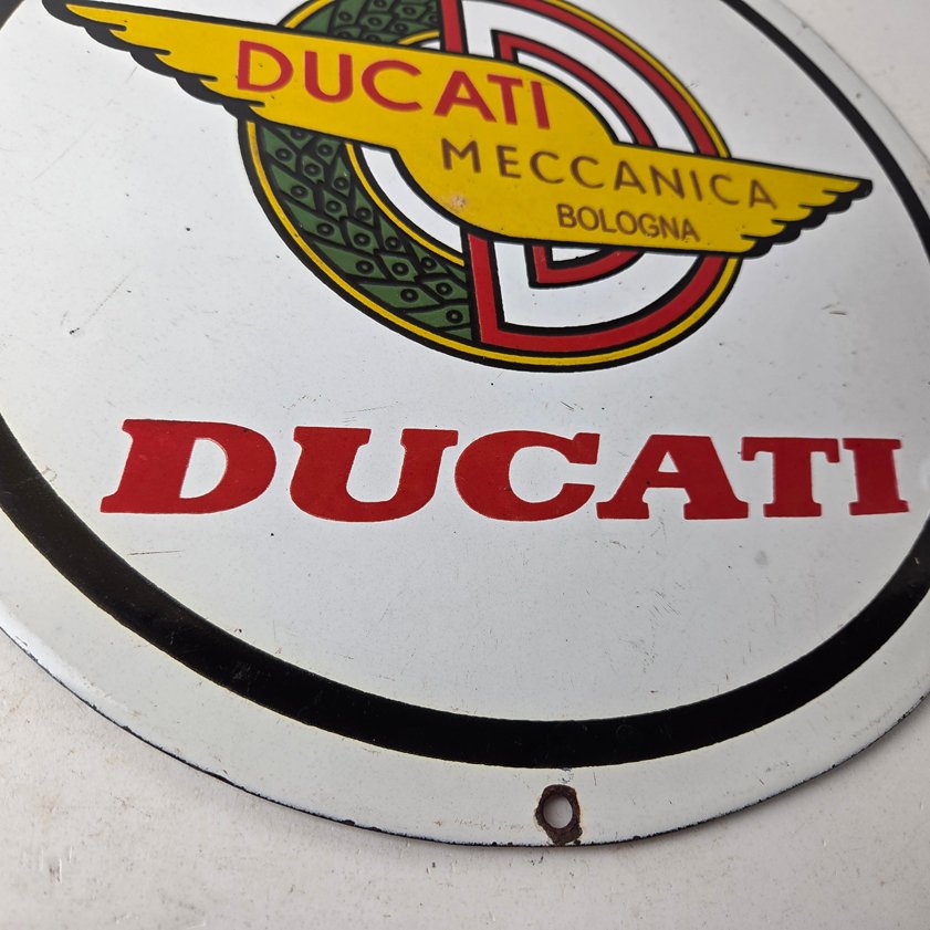 Vintage Ducati Sign - Motorcycle Dealership Service Auto Gas Pump Porcelain Sign - Image 9