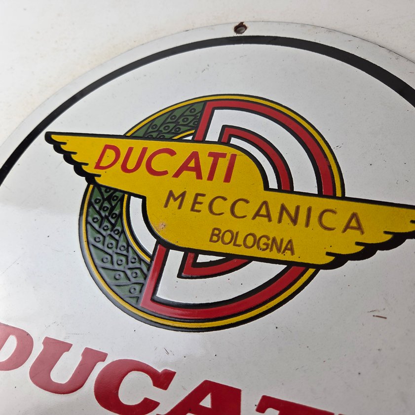 Vintage Ducati Sign - Motorcycle Dealership Service Auto Gas Pump Porcelain Sign - Image 10