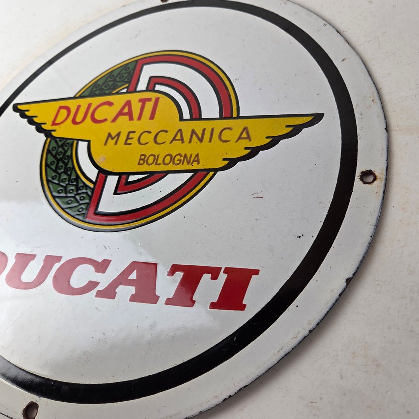 Vintage Ducati Sign - Motorcycle Dealership Service Auto Gas Pump Porcelain Sign - Image 11