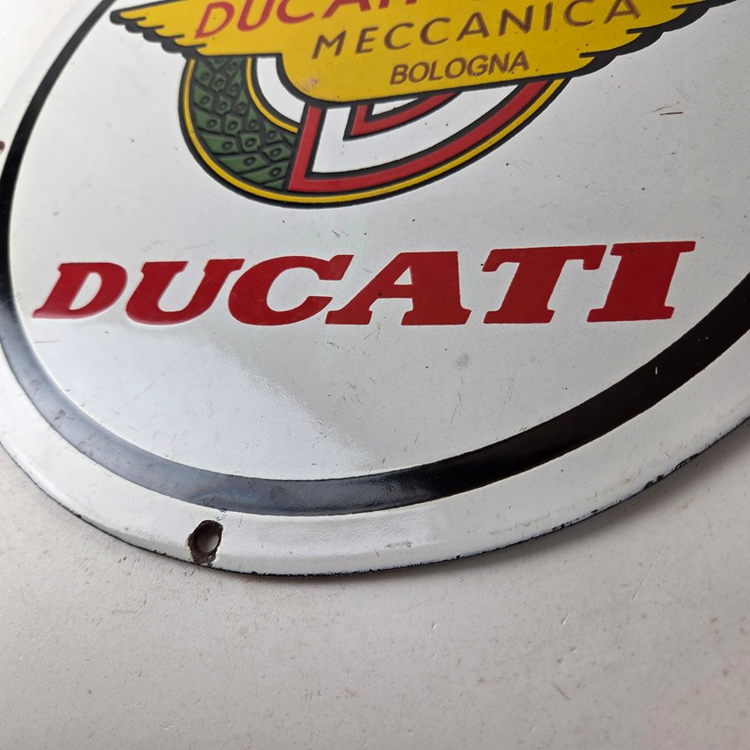 Vintage Ducati Sign - Motorcycle Dealership Service Auto Gas Pump Porcelain Sign - Image 12