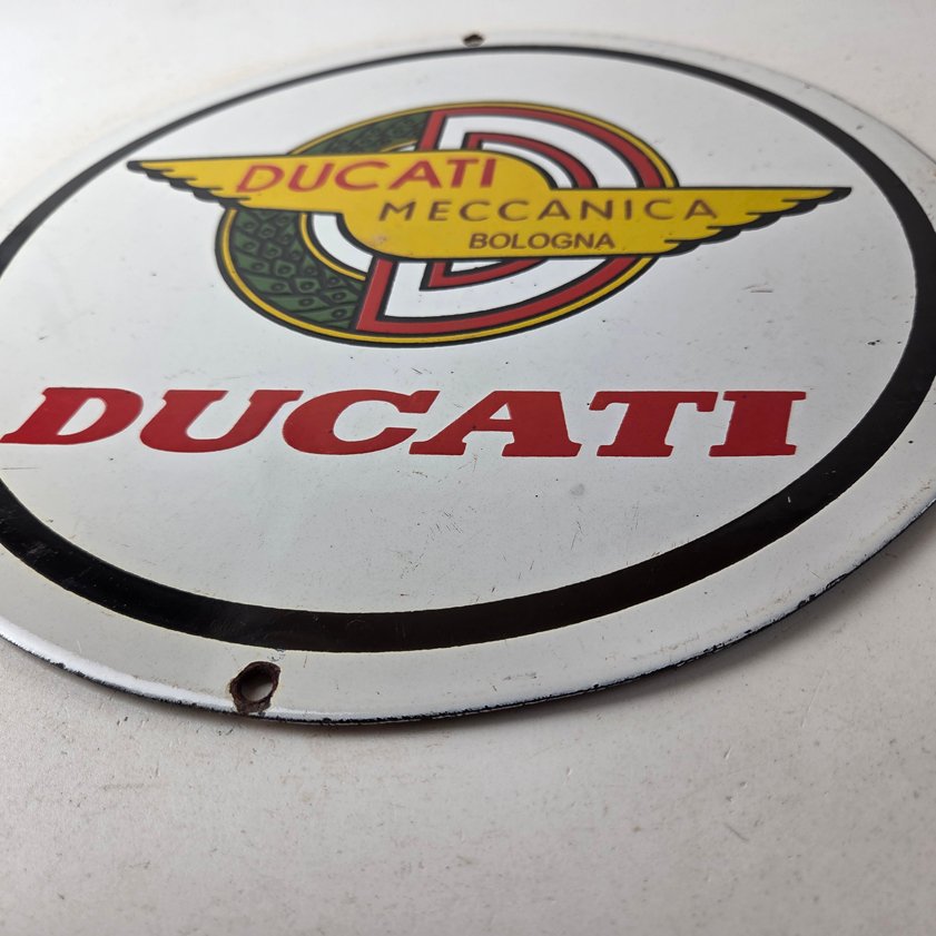 Vintage Ducati Sign - Motorcycle Dealership Service Auto Gas Pump Porcelain Sign - Image 13