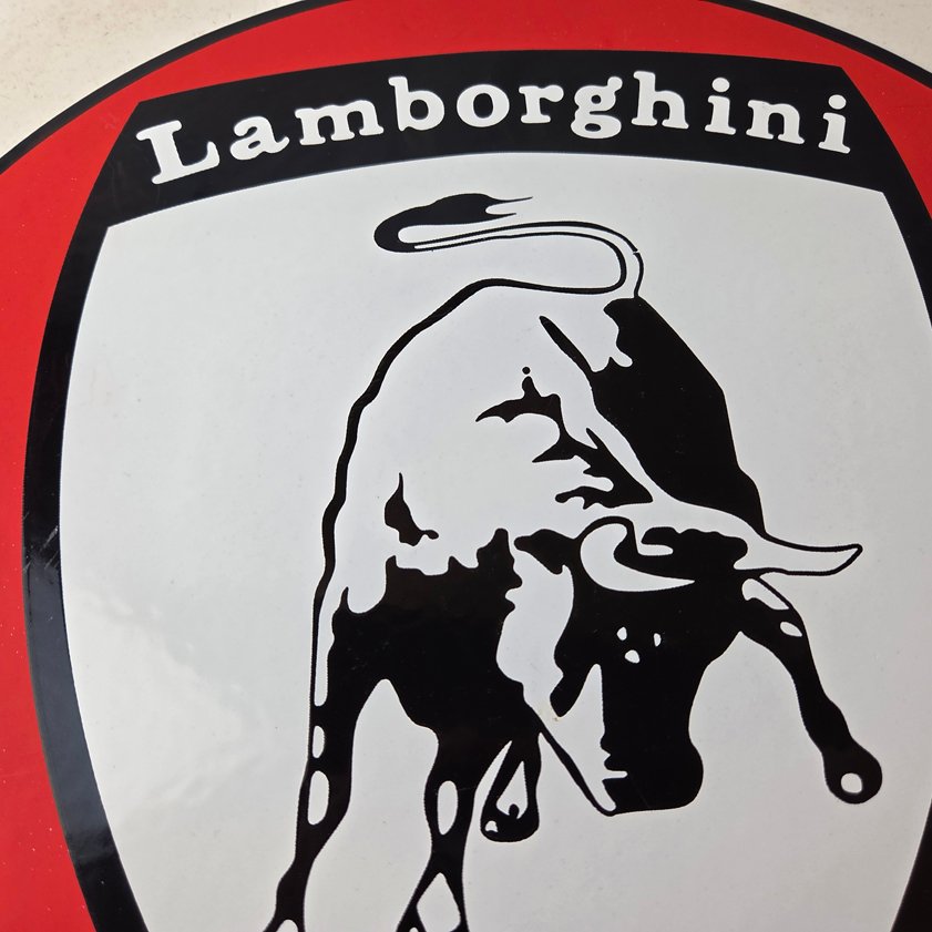 Vintage Lamborghini Sports Car Sign - Auto Service Dealer Gas Porcelain Sign - Image 2