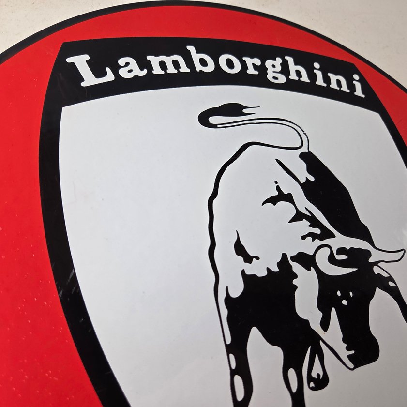 Vintage Lamborghini Sports Car Sign - Auto Service Dealer Gas Porcelain Sign - Image 4